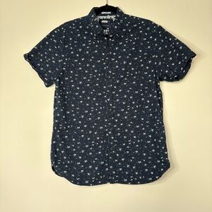 Denim & Flower Mens Button Down 100% Cotton Shirt Size M Floral Print Vacation